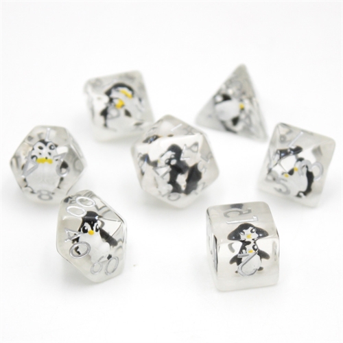 Clear Penguin Dice - Resin Dice set - Epic Dwarf Dice